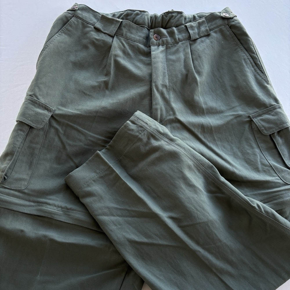 TravelSmith Convertible Cargo Pants Mens 40‎ Adjustable 34-40 Olive Zip Off